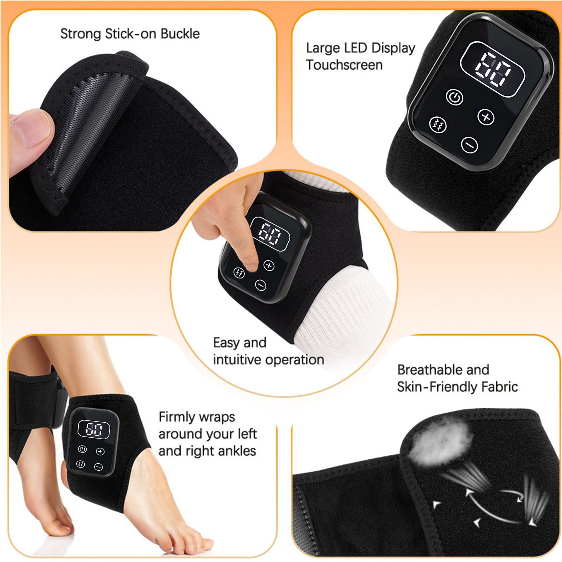 Electric Foot Heat Massager Hot Compress Vibration Ankle Massager Protector Heated Foot Wrap Support For Plantar Fasciitis