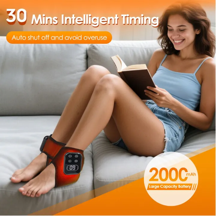Electric Foot Heat Massager Hot Compress Vibration Ankle Massager Protector Heated Foot Wrap Support For Plantar Fasciitis