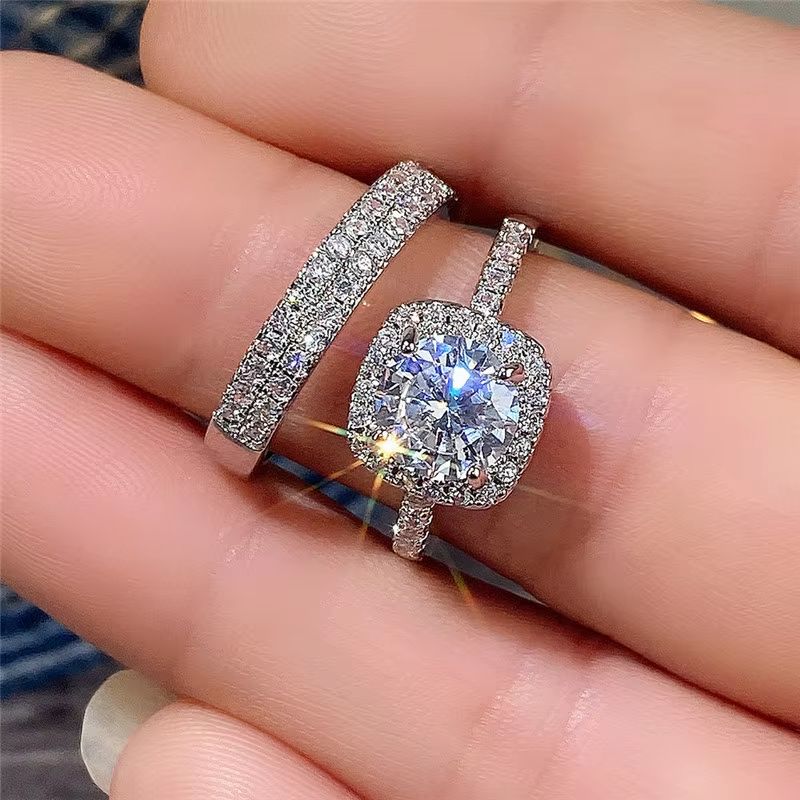 2Pcs/Set Wedding Ring for Women Jewelry Fashion Versatile Design Good Quality Female Finger Rings Proposal engagement ring