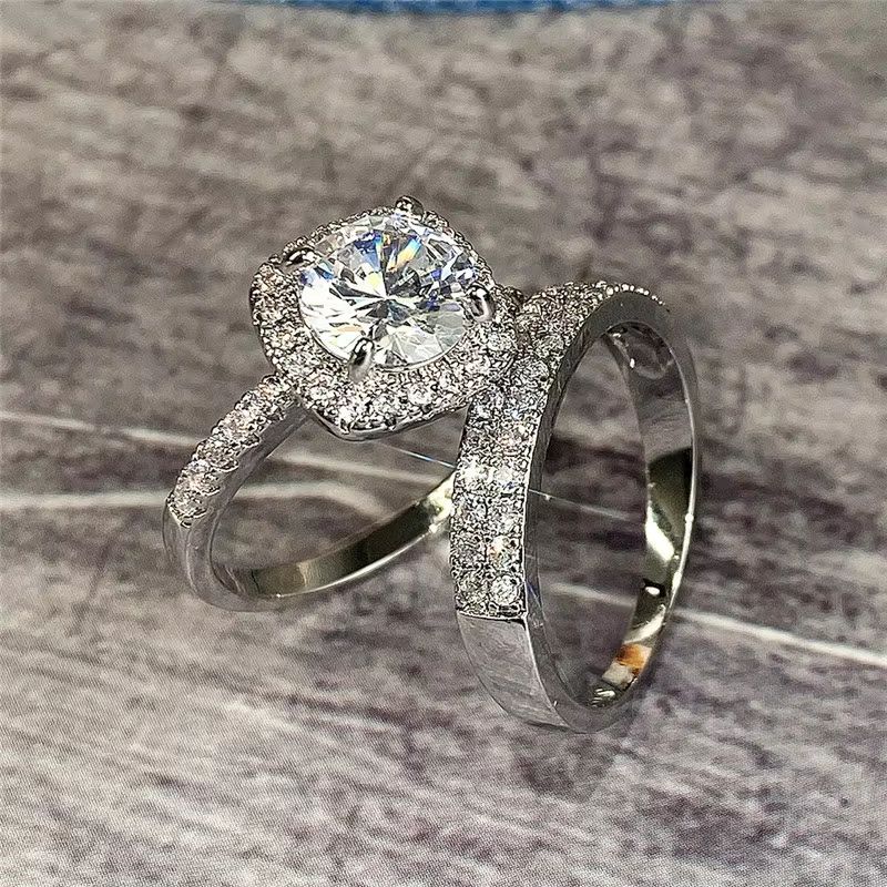 2Pcs/Set Wedding Ring for Women Jewelry Fashion Versatile Design Good Quality Female Finger Rings Proposal engagement ring