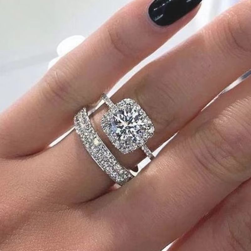 2Pcs/Set Wedding Ring for Women Jewelry Fashion Versatile Design Good Quality Female Finger Rings Proposal engagement ring