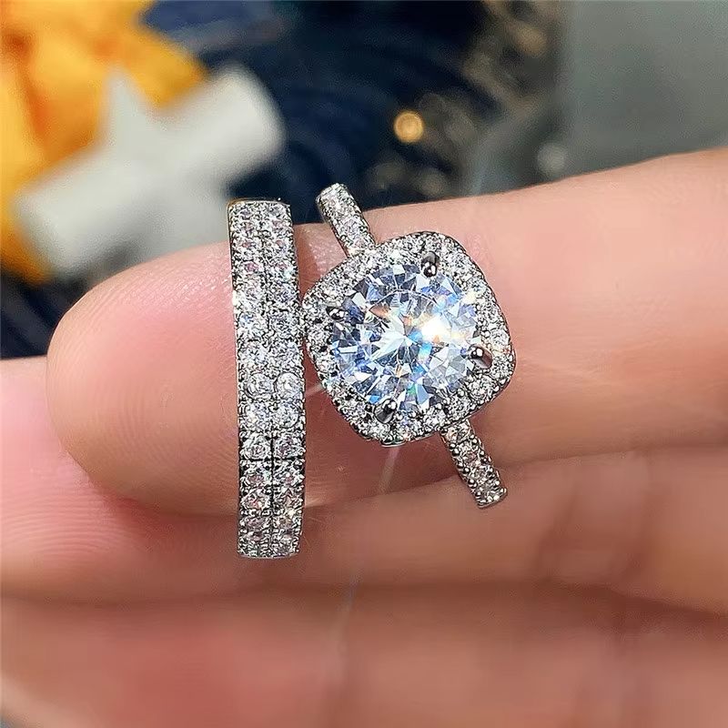 2Pcs/Set Wedding Ring for Women Jewelry Fashion Versatile Design Good Quality Female Finger Rings Proposal engagement ring