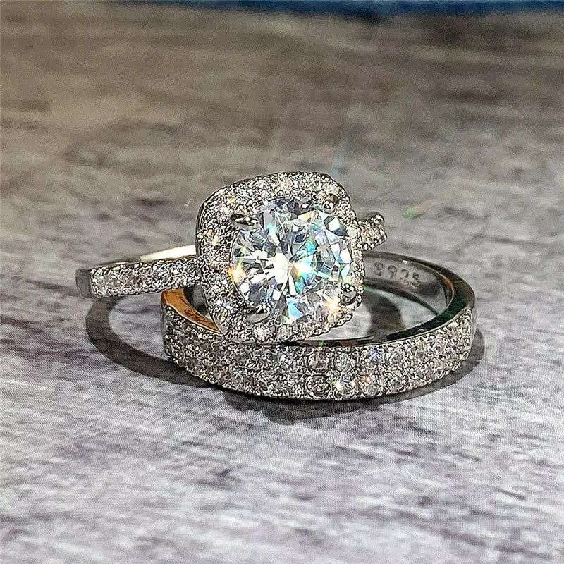 2Pcs/Set Wedding Ring for Women Jewelry Fashion Versatile Design Good Quality Female Finger Rings Proposal engagement ring