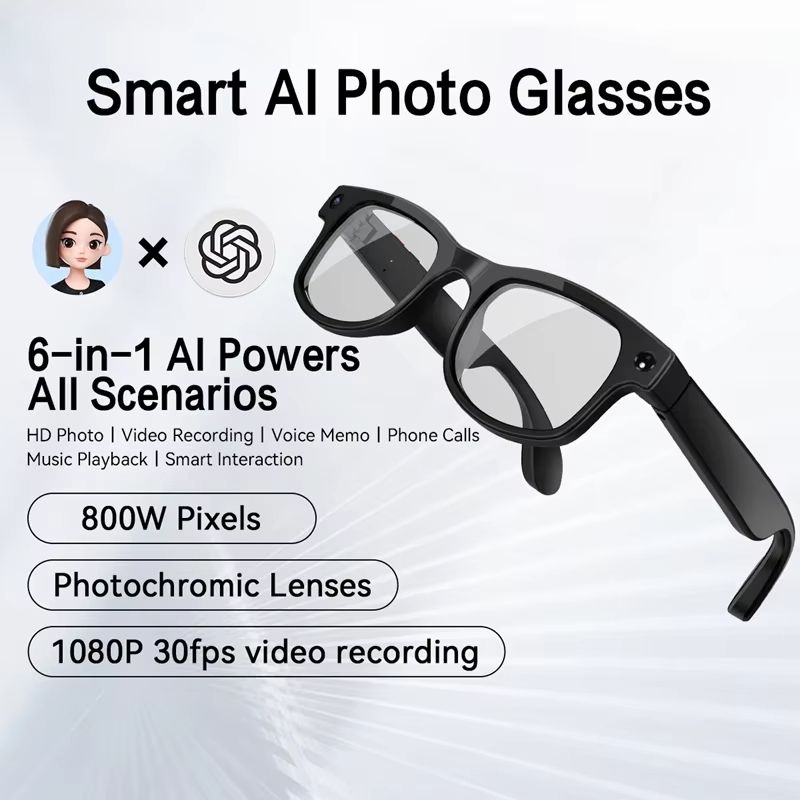 Smart Al Photo Glasses AIMB-G1 6K HD AI Smart Glasses Camera Bluetooth Call Voice Assistant Music Player Translate Video Recording Glasses ChatGPT