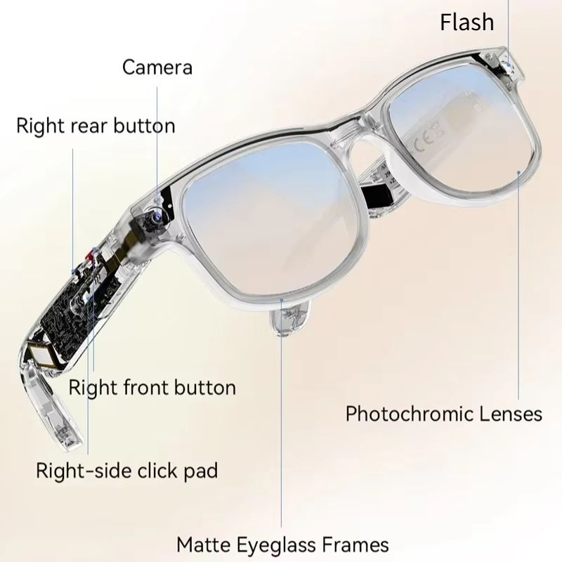 Smart Al Photo Glasses AIMB-G1 6K HD AI Smart Glasses Camera Bluetooth Call Voice Assistant Music Player Translate Video Recording Glasses ChatGPT