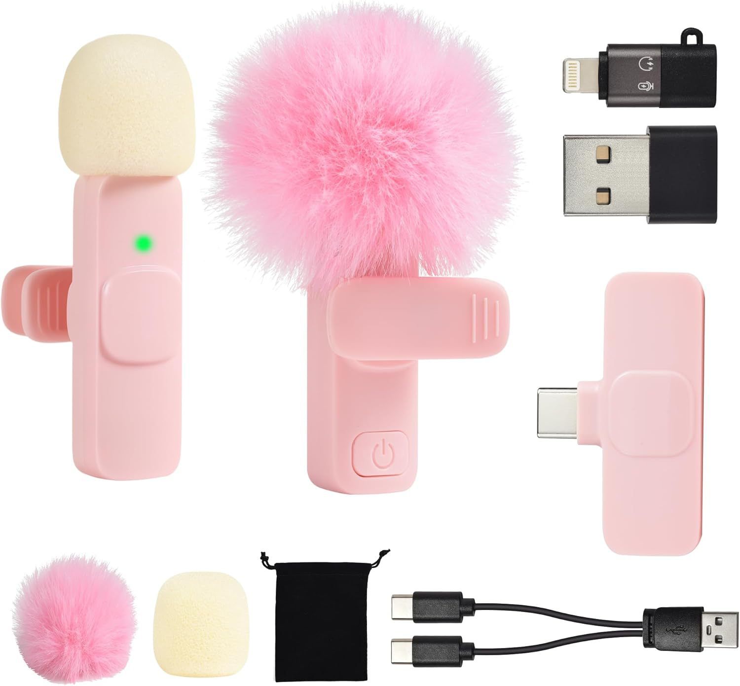 New Wireless Lavalier Microphone Portable Audio Video Recording Mini Microphone for iPhone Android PC Camera Live Gaming Phone