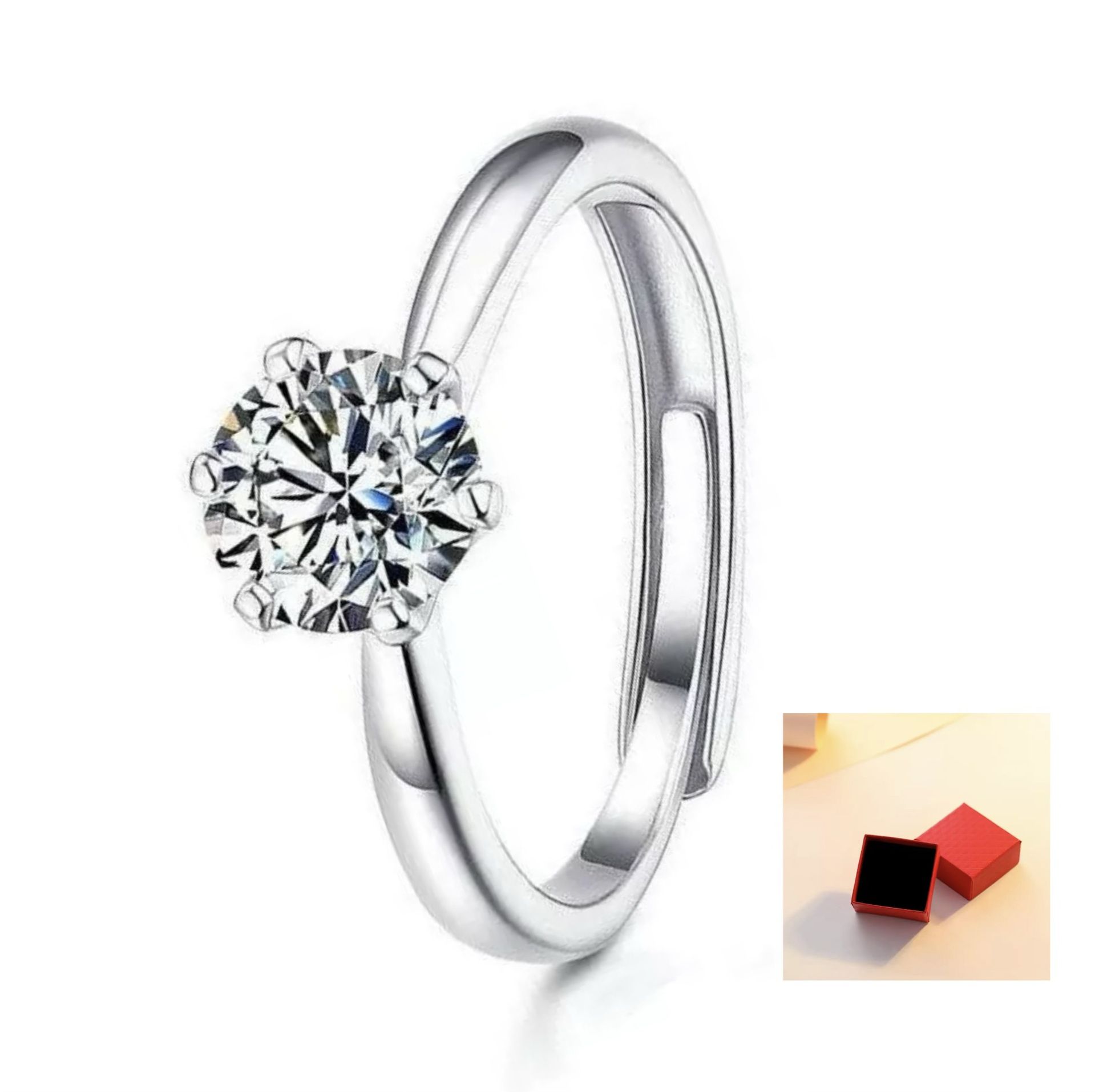 925 Sterling Silver Moissanite Rings For Women Crystal Adjustable Size Fine Party Couple Gifts Engagement Wedding Silver Jewelry