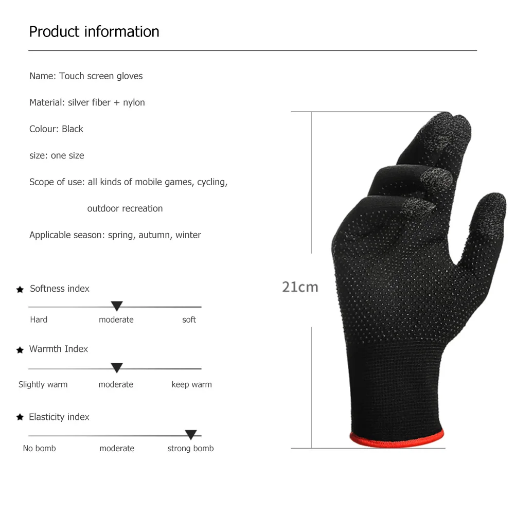 1 pair Mobile Game Gaming Gloves For Gamer Sweatproof Anti-slip Touch Screen Finger Sleeve Breathable Mobile Gaming Gloves