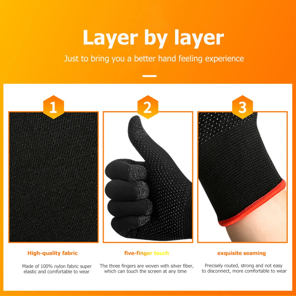 1 pair Mobile Game Gaming Gloves For Gamer Sweatproof Anti-slip Touch Screen Finger Sleeve Breathable Mobile Gaming Gloves