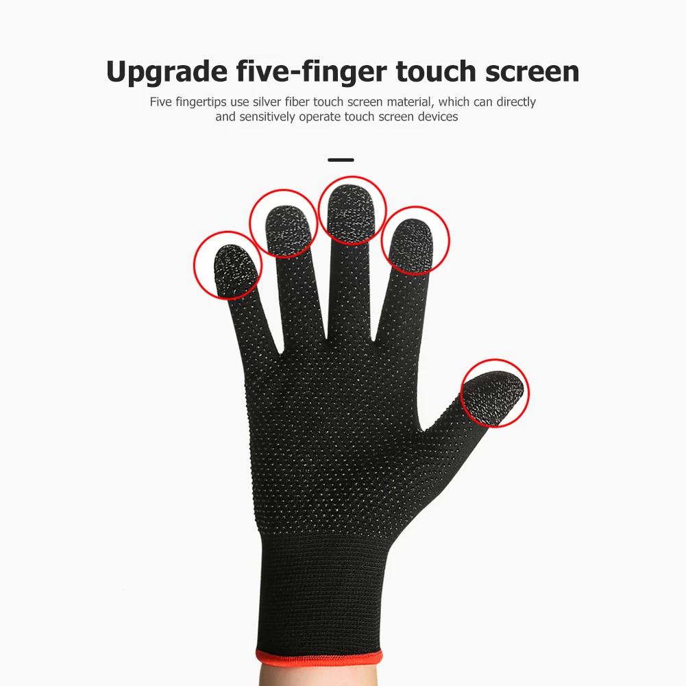 1 pair Mobile Game Gaming Gloves For Gamer Sweatproof Anti-slip Touch Screen Finger Sleeve Breathable Mobile Gaming Gloves