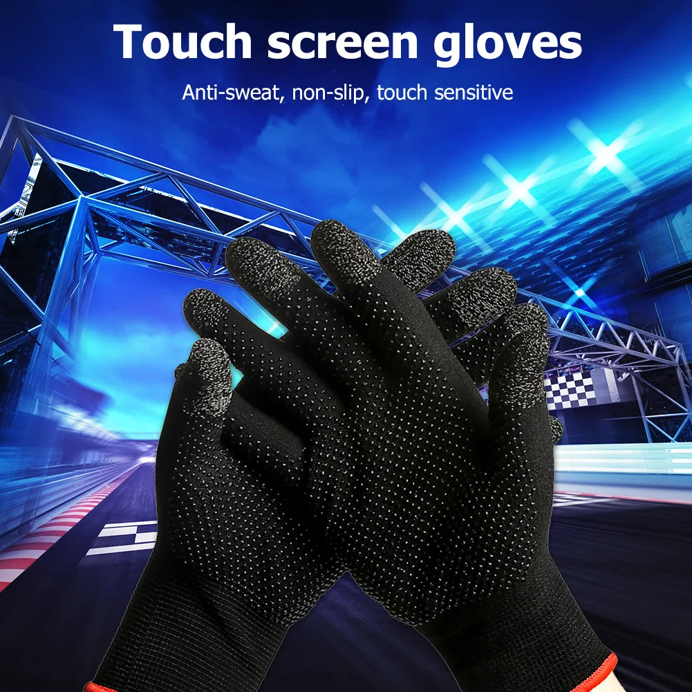 1 pair Mobile Game Gaming Gloves For Gamer Sweatproof Anti-slip Touch Screen Finger Sleeve Breathable Mobile Gaming Gloves