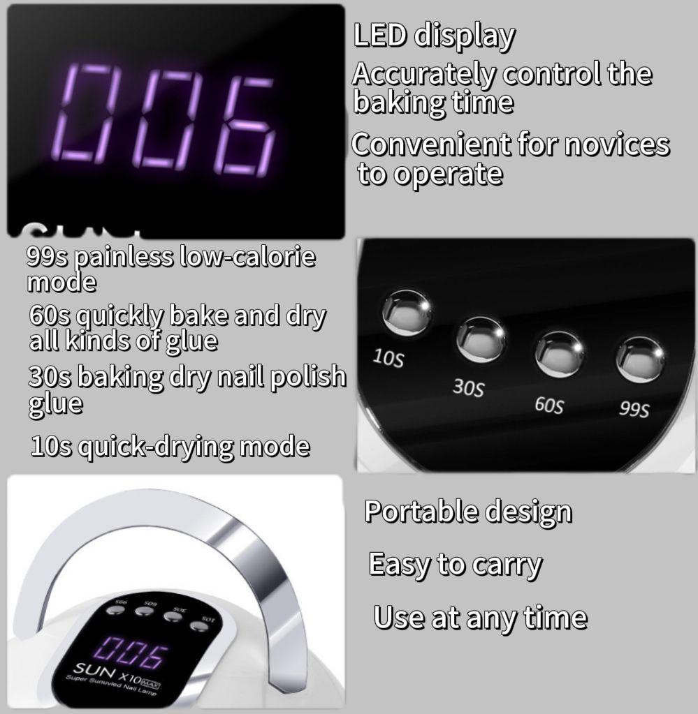 SUN X10 Max 280W Nail Dryers LED UV Light Blueque Nail Lamp Fast Drying Gel Nail Polish Dryer 66LEDS Home Use Ice Lamp With Auto Sensor For Manicure Salon