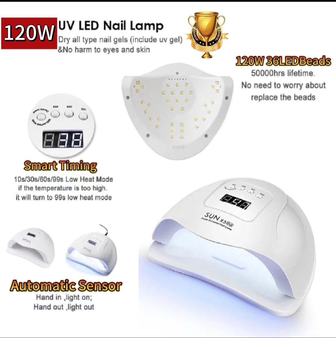 120W 36LEDS UV Nail Drying Lamp for Curing Gel no black hand
Drying Gel Nail Polish Dryer 36LEDS Home Use Ice Lamp With Auto Sensor For Manicure Salon With Timer Auto Sensor Manicure Pedicure Tools