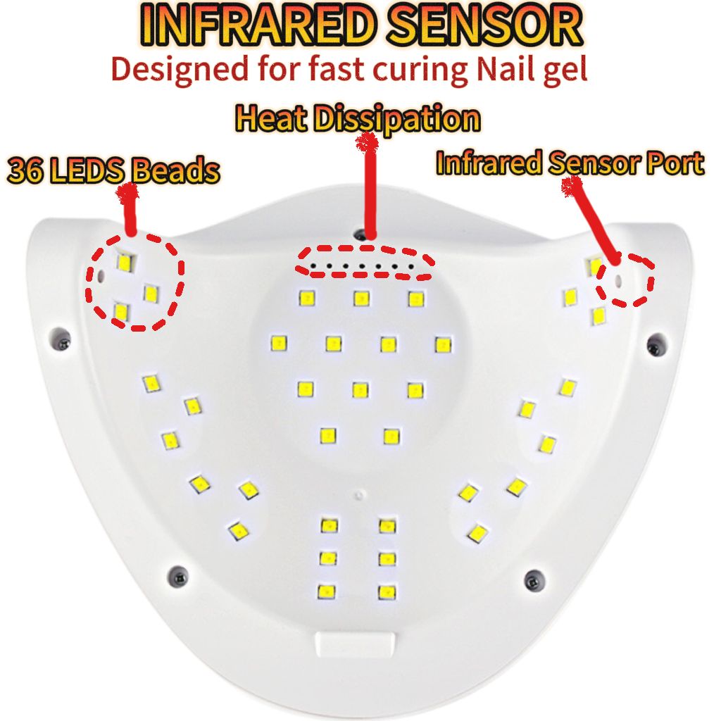 120W 36LEDS UV Nail Drying Lamp for Curing Gel no black hand
Drying Gel Nail Polish Dryer 36LEDS Home Use Ice Lamp With Auto Sensor For Manicure Salon With Timer Auto Sensor Manicure Pedicure Tools