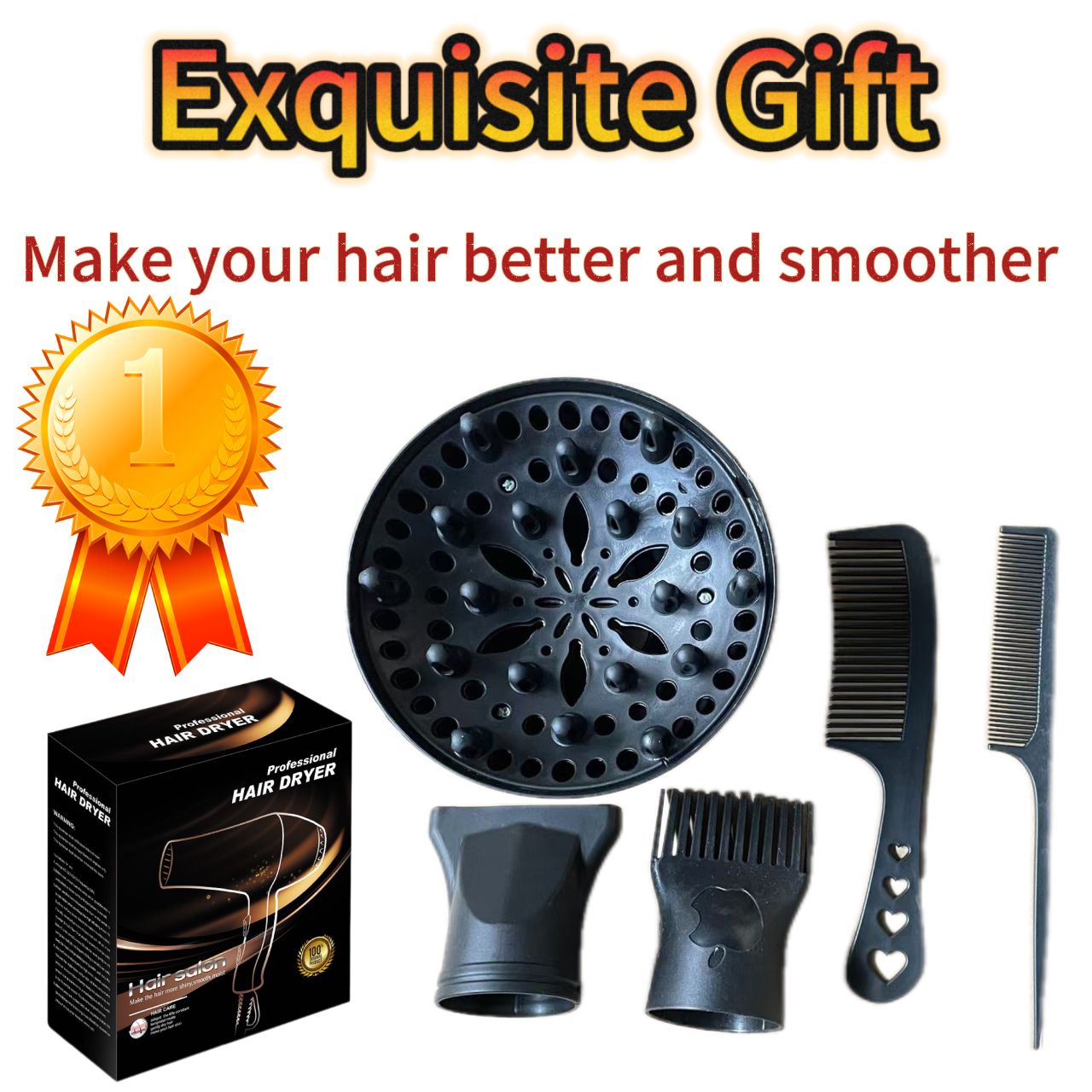 Hair Dryers 800 W Super Wind Speed 3 Speed and 2 Temperature Settings - Includes 3 Styling Nozzles and 2 Comb Accessories Multifunctional Hairstyles