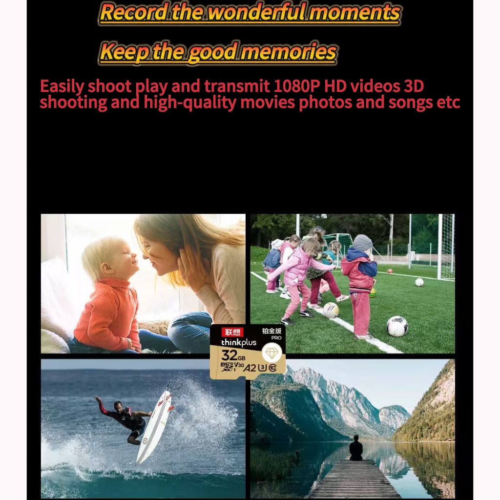 Lenovo ThinkPlus 32GB Memory Card PRO A2 U3 V30 Class10 TF Memory Card for Recorder Camera Smart Phone Tablet Computer Drone Action Camera Game Machine Be Common
