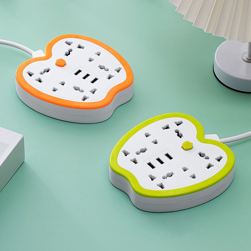6 Hole Power Strip Power Socket USB Charger Plug Multi-Function Adapter Creative Fruit Extension Socket + 3 USB 10A Fast Charging UK Electricity Protector Outlets Socket Shock Prevention Device