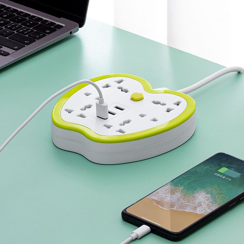 6 Hole Power Strip Power Socket USB Charger Plug Multi-Function Adapter Creative Fruit Extension Socket + 3 USB 10A Fast Charging UK Electricity Protector Outlets Socket Shock Prevention Device