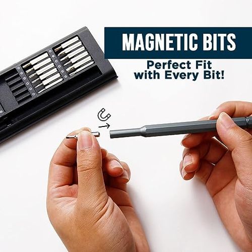 Tools 24 in 1 Screwdriver Set Magnetic Bit Phillips Hexagonal Precision DIY Removable Mini Tool Kit for Smart Home PC Phone or Computer Repair Black Magnetic Mini Repair Tool Kit