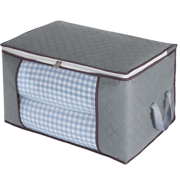 Gray Single or 2 Piece Set Quilt Foldable Portable Large Storage Bag Non-Woven Oversized Organizer Moisture Proof Luggage Duvet Cloth Storage Bag Suitcase Bag Box