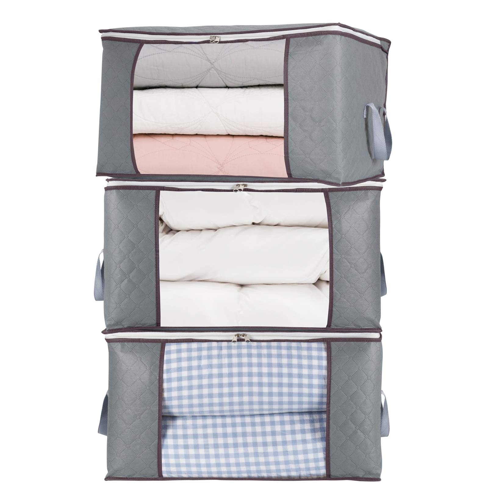 Gray Single or 2 Piece Set Quilt Foldable Portable Large Storage Bag Non-Woven Oversized Organizer Moisture Proof Luggage Duvet Cloth Storage Bag Suitcase Bag Box