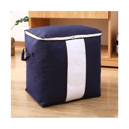 Navy Single or 2 Piece Set Quilt Foldable Portable Large Storage Bag Non-Woven Oversized Organizer Moisture Proof Luggage Duvet Cloth Storage Bag Suitcase Bag Box