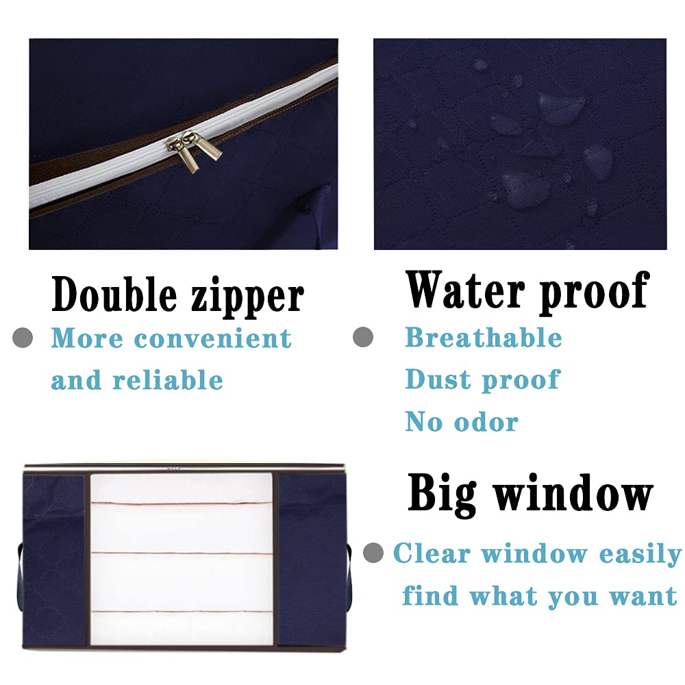 Navy Single or 2 Piece Set Quilt Foldable Portable Large Storage Bag Non-Woven Oversized Organizer Moisture Proof Luggage Duvet Cloth Storage Bag Suitcase Bag Box