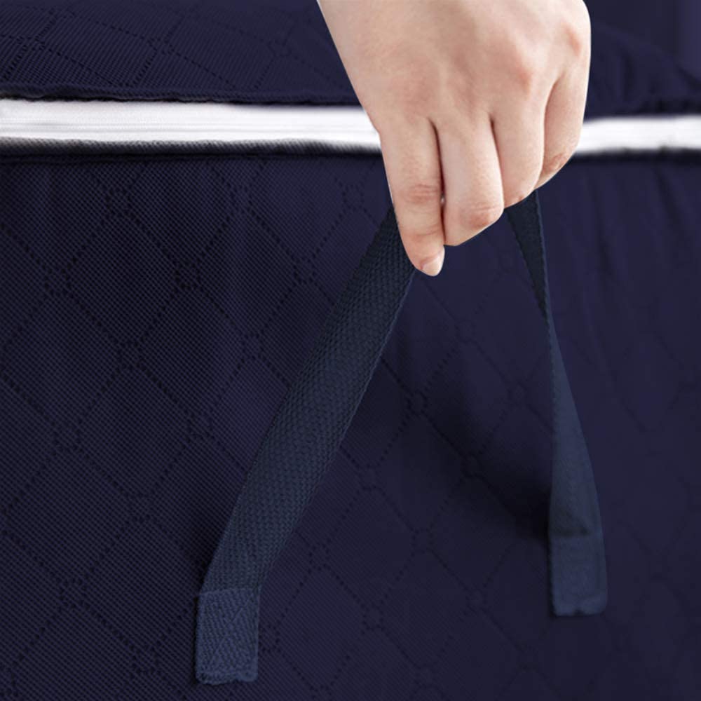 Navy Single or 2 Piece Set Quilt Foldable Portable Large Storage Bag Non-Woven Oversized Organizer Moisture Proof Luggage Duvet Cloth Storage Bag Suitcase Bag Box