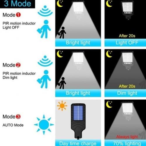 New Solar Light PIR Motion Sensor Garden Outdoor LED Lighting Waterproof Smart Remote Control Light Solar Street Lamp - 3 Lighting Modes
