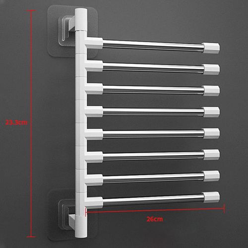 5 Bar rotatable cloth hanger towel  Towel Holders wall hanging towel bar toilet rack Storage Rack Organizer Multi-Layer Hanging Bar Restroom Hanging Folding Bathroom Towel Bathroom Shelf