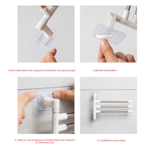 5 Bar rotatable cloth hanger towel  Towel Holders wall hanging towel bar toilet rack Storage Rack Organizer Multi-Layer Hanging Bar Restroom Hanging Folding Bathroom Towel Bathroom Shelf