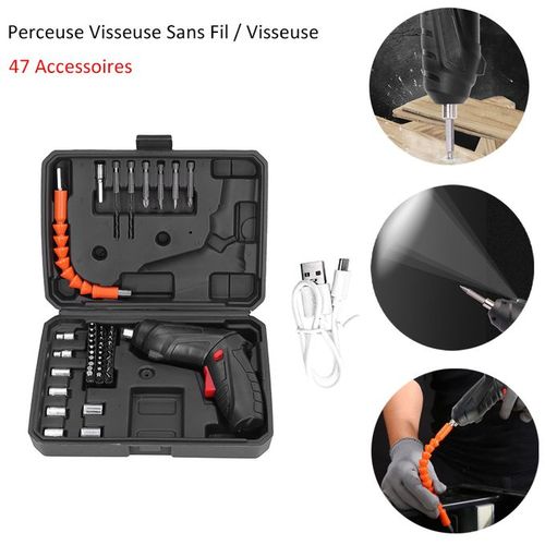 High range Multi-function electric hammer rechargeable electric screwdriver hand impact drill electric drill household small pistol drill lithium tools+ 47 accessories