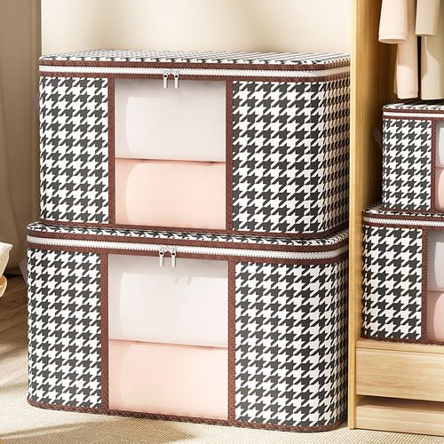 2 specifications Visible window Thickened non-woven quilt household large-capacity storage box with handle Home clothes organizer foldable box Moving small objects Daily necessities storage bag