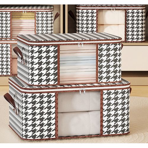 2 specifications Visible window Thickened non-woven quilt household large-capacity storage box with handle Home clothes organizer foldable box Moving small objects Daily necessities storage bag