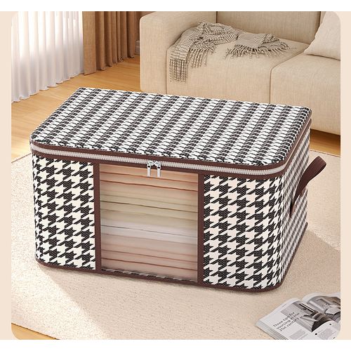 2 specifications Visible window Thickened non-woven quilt household large-capacity storage box with handle Home clothes organizer foldable box Moving small objects Daily necessities storage bag