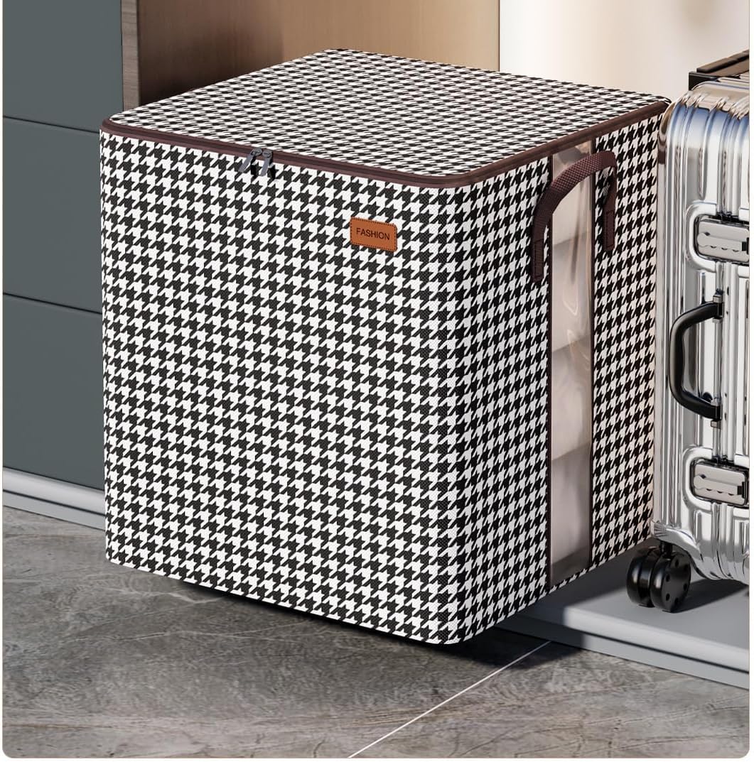 2 specifications Visible window Thickened non-woven quilt household large-capacity storage box with handle Home clothes organizer foldable box Moving small objects Daily necessities storage bag