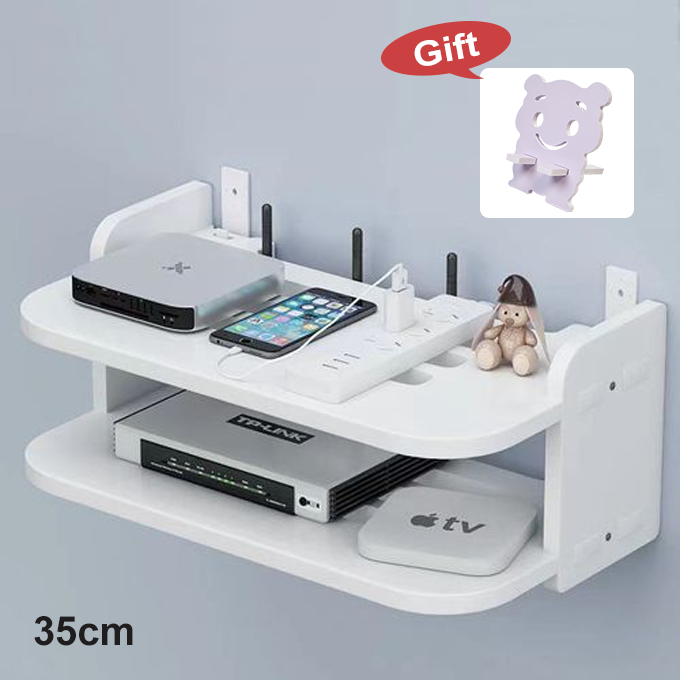 TV set-top box placing rack wireless router organizer wall mounted WiFi shelf put cat set-top box wall mounted hole free cover shelf wall mounted shelf - DVD/Decoder/Player-35CM/40CM/45CM