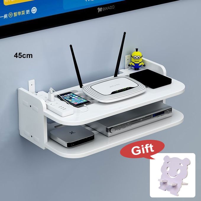 TV set-top box placing rack wireless router organizer wall mounted WiFi shelf put cat set-top box wall mounted hole free cover shelf wall mounted shelf - DVD/Decoder/Player-35CM/40CM/45CM