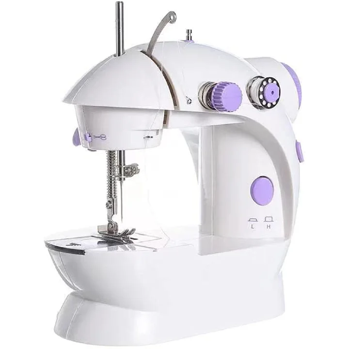 Beginner Sewing Machine Portable Mini Tabletop Foot Pedal Night Light Home Straight Cutting Machine Auto Wrap Sewing Mini Household Items With Sewing Kit Adapter and Extension Table
