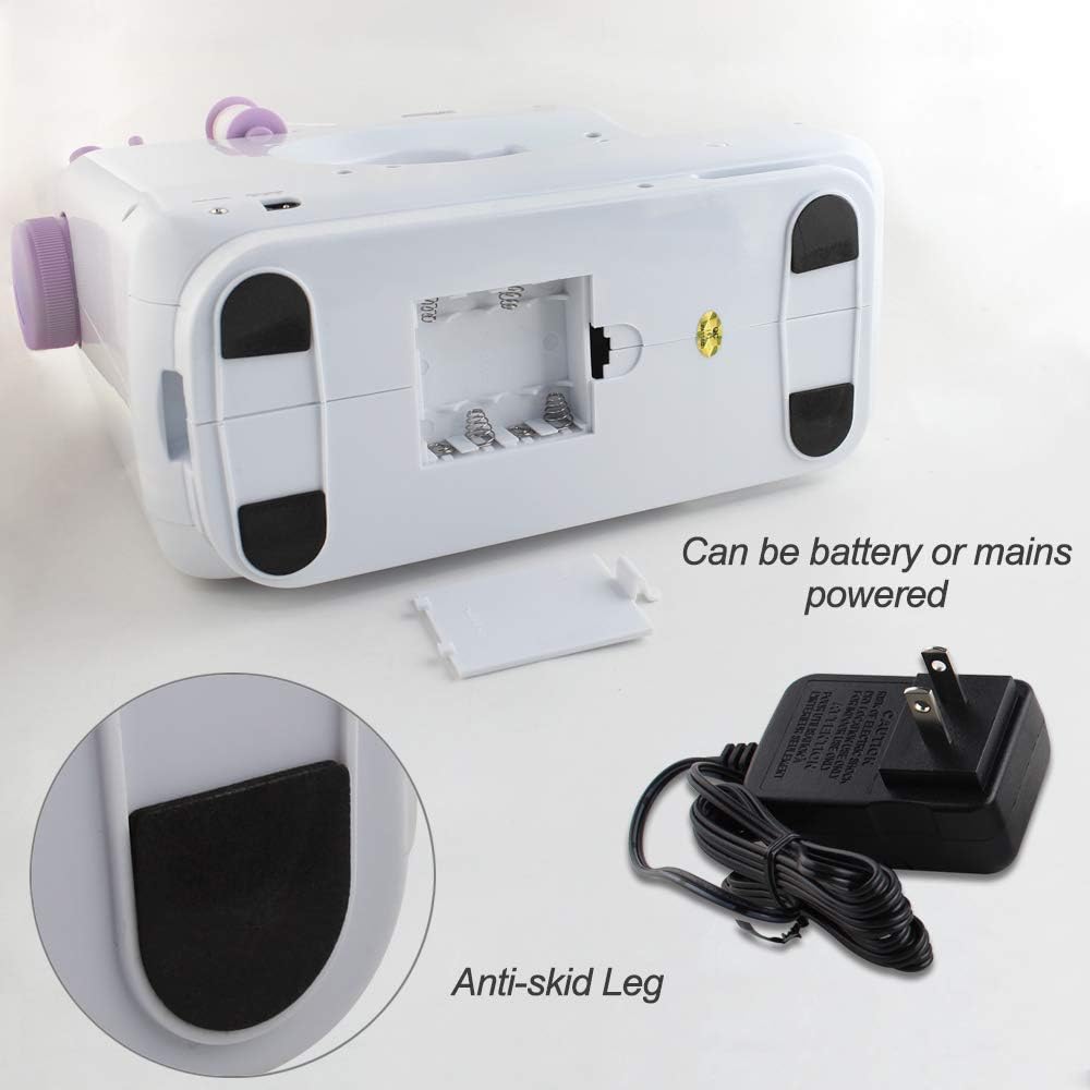 Home Sewing Machine 12 Needle Portable Mini Electric Sewing Machine Foot Pedal Dual Thread Ironing Presser Beginner 12 Built-in Stitches 2 Speed, Light, Storage Drawer,expansion table-UK plug