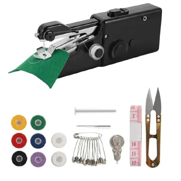 2colours Handheld Mini Portable Sewing Machine Handheld Sewing Machine Needlework Electric Home Quick Repair Tool Easy to Operate Comes with sewing kit and usb charging cable Battery can be installed.