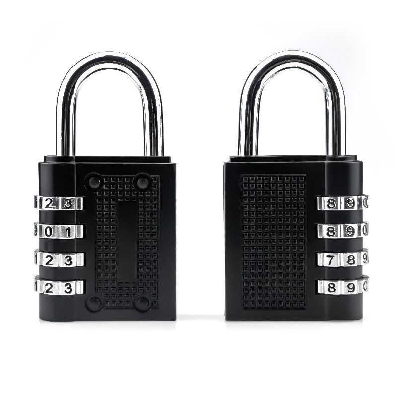 Large 10-digit Keypad & Large 4-digit Knob Combination Outdoor Waterproof Padlock For School,Luggage,Locker,Fence,Toolbox,Door Mini Combination Anti-theft Padlock Hasp (Black & Silver)