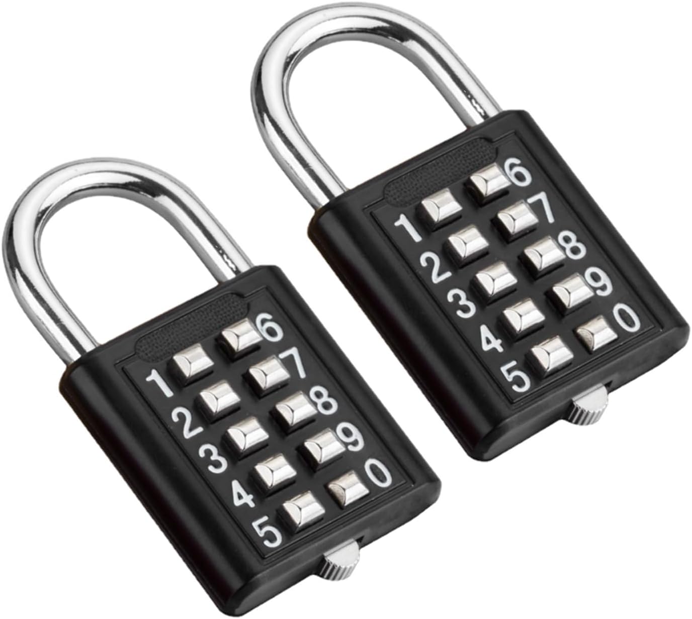 Large 10-digit Keypad & Large 4-digit Knob Combination Outdoor Waterproof Padlock For School,Luggage,Locker,Fence,Toolbox,Door Mini Combination Anti-theft Padlock Hasp (Black & Silver)