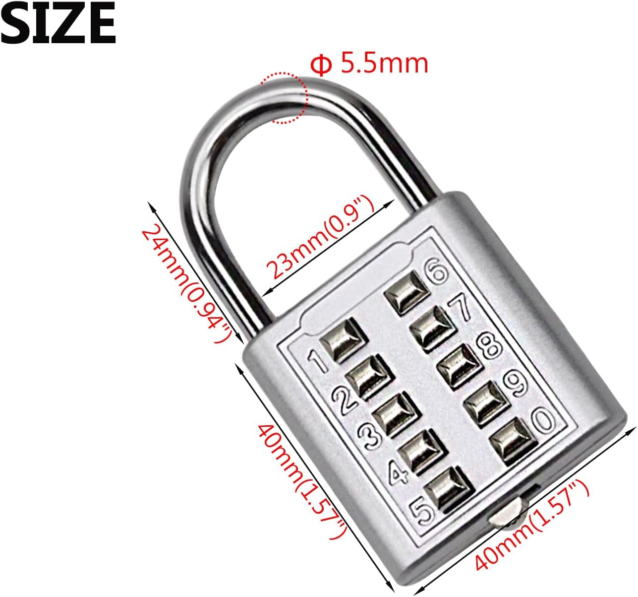 Large 10-digit Keypad & Large 4-digit Knob Combination Outdoor Waterproof Padlock For School,Luggage,Locker,Fence,Toolbox,Door Mini Combination Anti-theft Padlock Hasp (Black & Silver)