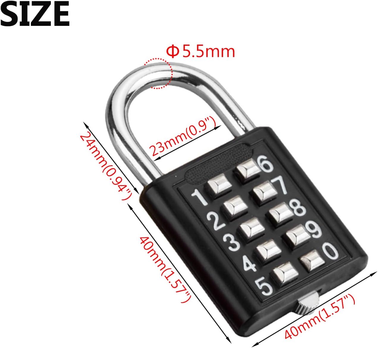 Large 10-digit Keypad & Large 4-digit Knob Combination Outdoor Waterproof Padlock For School,Luggage,Locker,Fence,Toolbox,Door Mini Combination Anti-theft Padlock Hasp (Black & Silver)
