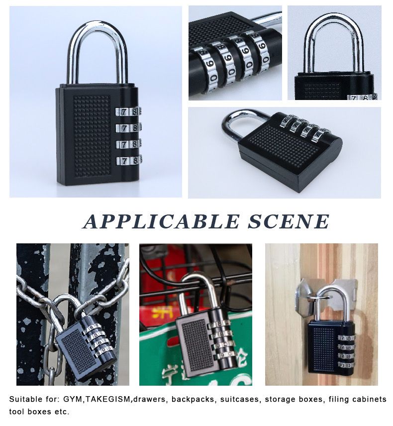 Large 10-digit Keypad & Large 4-digit Knob Combination Outdoor Waterproof Padlock For School,Luggage,Locker,Fence,Toolbox,Door Mini Combination Anti-theft Padlock Hasp (Black & Silver)