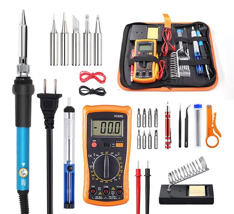 26-in-1 Soldering Iron Smart Digital Multimeter Repair Kit 60W/220V Adjustable Temperature 200-450°C Hand Tools Soldering Tools Internal Heat Soldering Pen DIY Soldering Kit