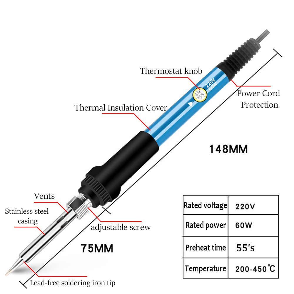26-in-1 Soldering Iron Smart Digital Multimeter Repair Kit 60W/220V Adjustable Temperature 200-450°C Hand Tools Soldering Tools Internal Heat Soldering Pen DIY Soldering Kit