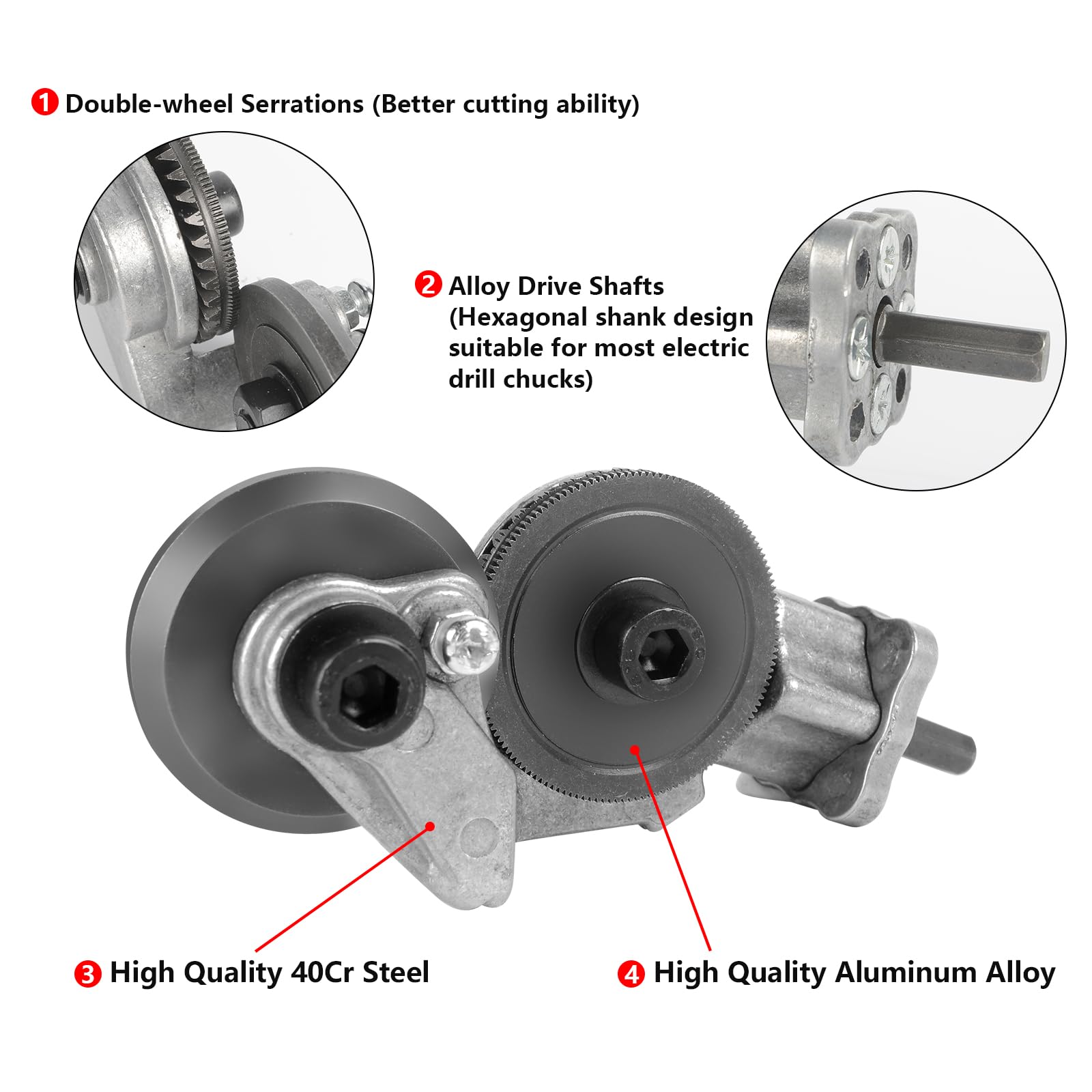 Electric drill to sheet metal cutter Shears with handle Electric drill to tin snips for quick cutting Universal Suitable for cutting tin, sheet metal, copper, aluminium Electric drill accessories