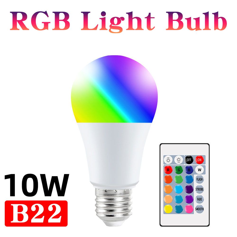 3 Sizes 10W/15W/20W-B22 RGB LED Bulb Discolouration and White Dimmable, Smart, with Remote Control Lighting 16 RGB Colours + Daylight White